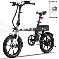 Hitway Elektrische Fiets BK35S - Trendy 16 Inch City Commuter EBike met Afneembare 36V 9Ah Lithium Batterij - Opvouwbaar E-Bike met 250W Motor - APP Bediening