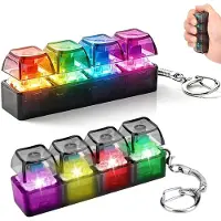 LONGZIMING - Set van 2 Fidgettoetsenborden - Anti-Stress Fidget Speelgoed met LED-verlichting - Sensorisch Kliktoetsenbord voor Volwassenen en Kinderen - Sleutelhanger - Zwart