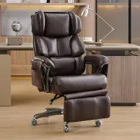 HAUSS SPOLE Bureaustoel - Ergonomische Directiestoel Met Massage, Verwarming En Voetsteun - Voor Kantoor En Thuiswerkplek - Kunstleer Bruin