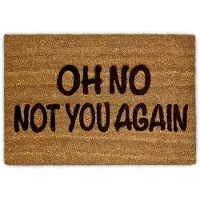Famanu – Kokos deurmat met tekst 'OH NO', 40x60 cm, antisliplaag aan onderkant, geschikt voor binnen en buiten, bruine kokosmat