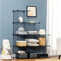 HAUSS SPOLE Schoenenkast – 109 x 37 x 109 cm – Modulair Staand Rek Met 9 Vakken – Metaal – Zwart – Open Opbergruimte Voor Hal Of Woonkamer