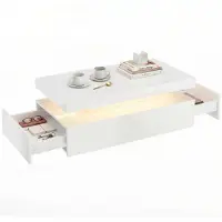 HOMCOM Coffee Table-Spanplatte-100L x 50B x 40H cm-Hochglanzweiß