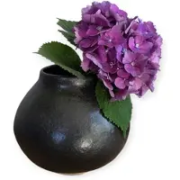 Home Society - Vaas - Keramiek - Bolvaas - Zwart - Beige - 16x17cm - Modern - Landelijk - Ook als plantenpot
