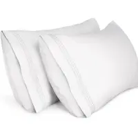 Famanu – Set van 2 satijnen kussenslopen, standaardmaat 50x90 cm, zacht en ademend microvezel, kreukvrij met envelopsluiting, wit