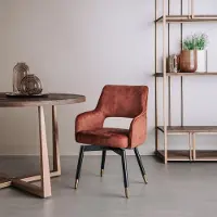 Tower Living Eetkamerstoel Lenno - Bruin/Koper Stof - 61x61x86cm