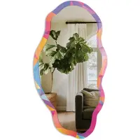 Tulup Kleurrijk Mozaïek Spiegel - Geel Rechthoekige Spiegel Met Modern Design - Organische Spiegel - Woonkamer, Kantoor, Hal - Abstract - 45x90 cm - Totale afmeting 52x97 cm