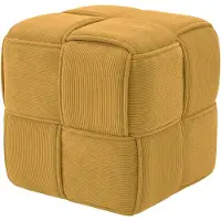 CLP Poef Forinta - hocker - vierkant - modern ontwerp - comfortabele zitting - voetensteun - zitkubus - corduroy stof - geel