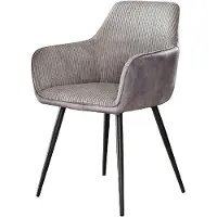 Nest of Nora Set van 2 - Eetkamerstoelen met armleuning - Ribstof - Grijs / Zilver