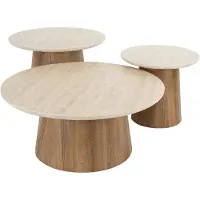 Nest of Nora Salontafel Sorell - Set van 3 rond - Keramiek travertin