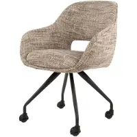 Nest of Nora Set van 2 - Eetkamerstoelen Tamo - Met armleuning - Draaibaar en op wieltjes - Zand