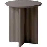 Nest of Nora Ronde houten bijzettafel Lona - met ribstructuur - Ø50x55 cm - Taupe