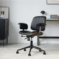 HAUSS SPOLE Bureaustoel - Ergonomisch Design - Hoogteverstelbaar En 360 Graden Draaibaar Met Wielen - Voor Thuiskantoor - Leer Metaal Zwart