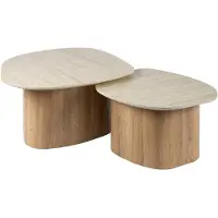 Nest of Nora Salontafel set van 2 rond Sorell - Keramiek travertin