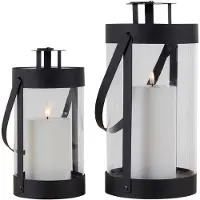 Nest of Nora Lantaarns set van 2 - Staal en glas - Zwart
