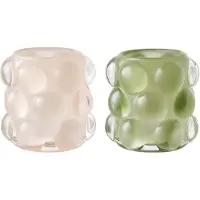 Nest of Nora Kaarsenhouders set van 2 - Glas - Beige-Groen