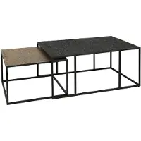 Nest of Nora Salontafel rechthoekig set - Metallic look - Set van 2 - Grijs