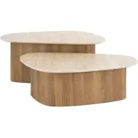 Nest of Nora Salontafel Sorell - Set van 2 driehoekig - Keramiek travertin