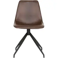 House Nordic Eetkamerstoel Zonder Armleuning - Bruin Kunstleer - 54x48x86cm - - Set van 2