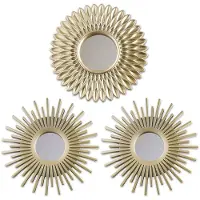 Famanu – Wandspiegels set van 3, gouden spiegels voor woonkamer en slaapkamer, ronde wanddecoratie en woonaccessoires, perfect voor het decoreren van verschillende ruimtes