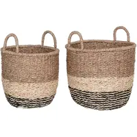 Nest of Nora Opbergmanden set van 2 - Zeegras - Naturel / Bruin / Zwart