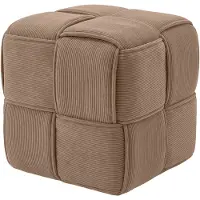 CLP Poef Forinta - hocker - vierkant - modern ontwerp - comfortabele zitting - voetensteun - zitkubus - corduroy stof - taupe