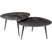 Nest of Nora Salontafel Runi - Organisch set van 2 - Keramiek - Zwart