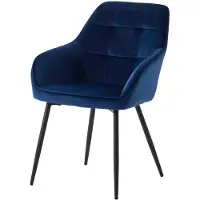 Nest of Nora Set van 2 - Eetkamerstoelen Zane met armleuning fluweel - Zwarte poten - Blauw