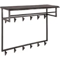 Nest of Nora Kapstok wandmodel met hoedenplank 12 haken - Acaciahout - Zwart