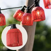 LumenXL Prikkabel set inclusief kappen in rode rotanlook, verkrijgbaar met verschillende LED lampen