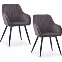 Relaxdays Eetkamerstoel, set van 2, fluweel, metalen poten, armleuningen, geschikt voor eetkamer en keuken, beklede keukelstoel, antraciet