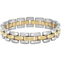 BOSS Tweekleurige schakelarmband met gegraveerd logo