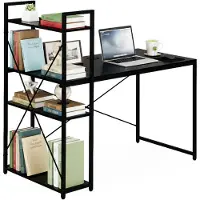 Modernhome TH-SD-1 Computerbureau, 120x60 cm, met een kastje met drie planken, zwart