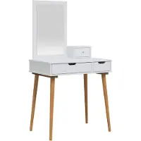 vidaXL Make-up tafel set FAUSKE, 3 stuks, wit, 76 x 50 x 143 cm