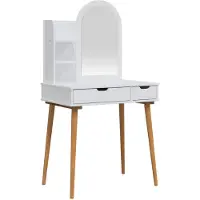 vidaXL Make-up tafel set FAUSKE, 3 stuks, wit, 76 x 50 x 143 cm