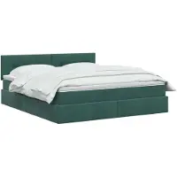 vidaXL LED-bed met matras, donkergroen, 180 x 200 cm, fluweel