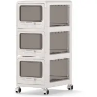 Costway kast met 3 lades voor smalle ruimtes, mobiele opbergwagen met lades, 30 cm breed, smalle opbergwagen, badkamerwagen, wit