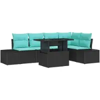 vidaXL Tuinbank Set 6 st 5-Aantal zitplaatsen Zwart en Blauw