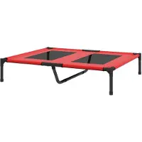 BellaFurn Draagbaar hondenbed voor onderweg, met netstof | Kleur: Rood | Afmetingen: 76x92x18 cm