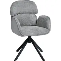 Duhome 360° draaibare eetkamerstoelen van teddyfluweel met armleuningen en een dubbellaagse, gesplitste rugleuning, grijs