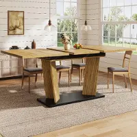 OKWISH Uitrekbare Eettafel Modern Eikenlook MDF Metaal 120 Tot 160 Cm 80 Cm Breed 76 Cm Hoog Voor Woonkamer En Keuken