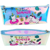 Lean Holografische etui voor meisjesschool Zomer Eenhoorns 20x8cm