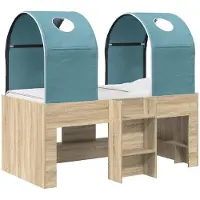 vidaXL Bed met tunnel, 3 stuks, Sonoma en lichtblauw, houtvezel