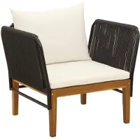 vidaXL Tuinstoel met Kussens Massief acaciahout & touw Naturel