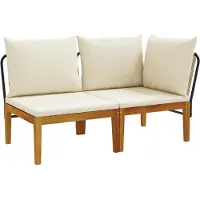 vidaXL 2 st Tuin Lounge Set met Kussens Massief acaciahout & touw