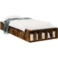 vidaXL Bedframe met opbergruimte, gerookt eikenhout, 80 x 200 cm
