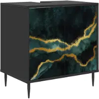 vidaXL Badkamerkast WIJHE, zwart, eikenlook, 60 x 40 x 61 cm