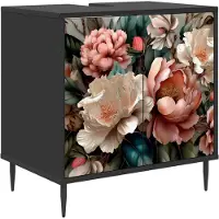 vidaXL Badkamerkast BORNE, zwart, eikenlook, 60 x 40 x 61 cm