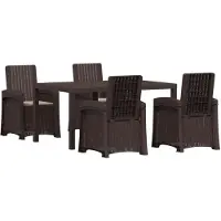 vidaXL Tuin Eettafel Set 5 st Bruin en lichtgrijs PP