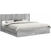 vidaXL Bedframe met opbergruimte en hoofdbord Grijs sonoma