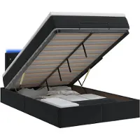 vidaXL Ottomanbed met matras en LED-verlichting, zwart, 120 x 200 cm, fluweel